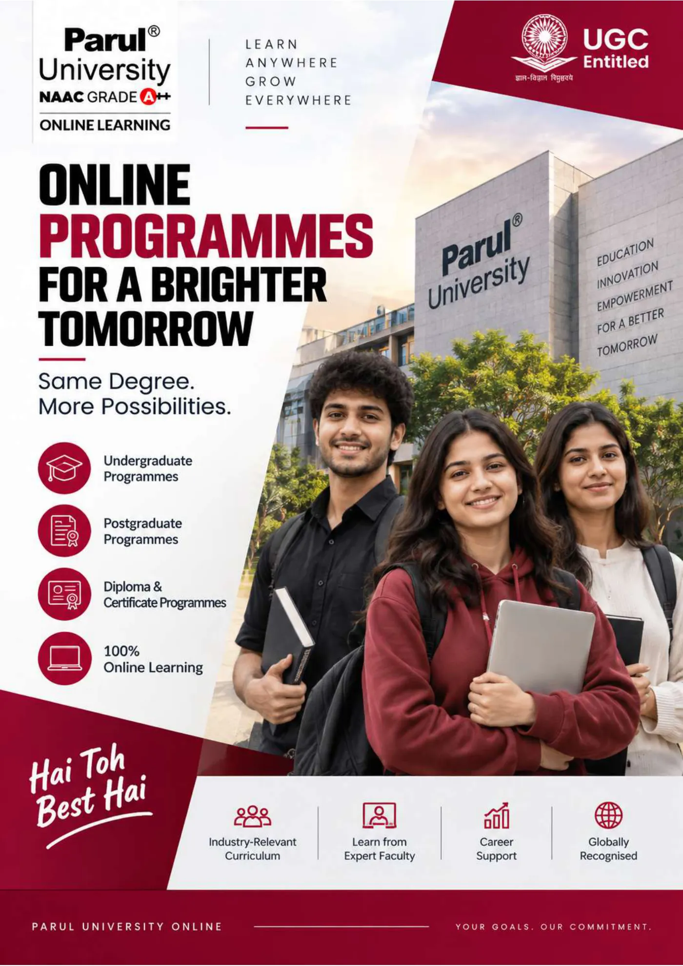 Parul University — course brochure, page 1. Open the PDF for full-size reading.