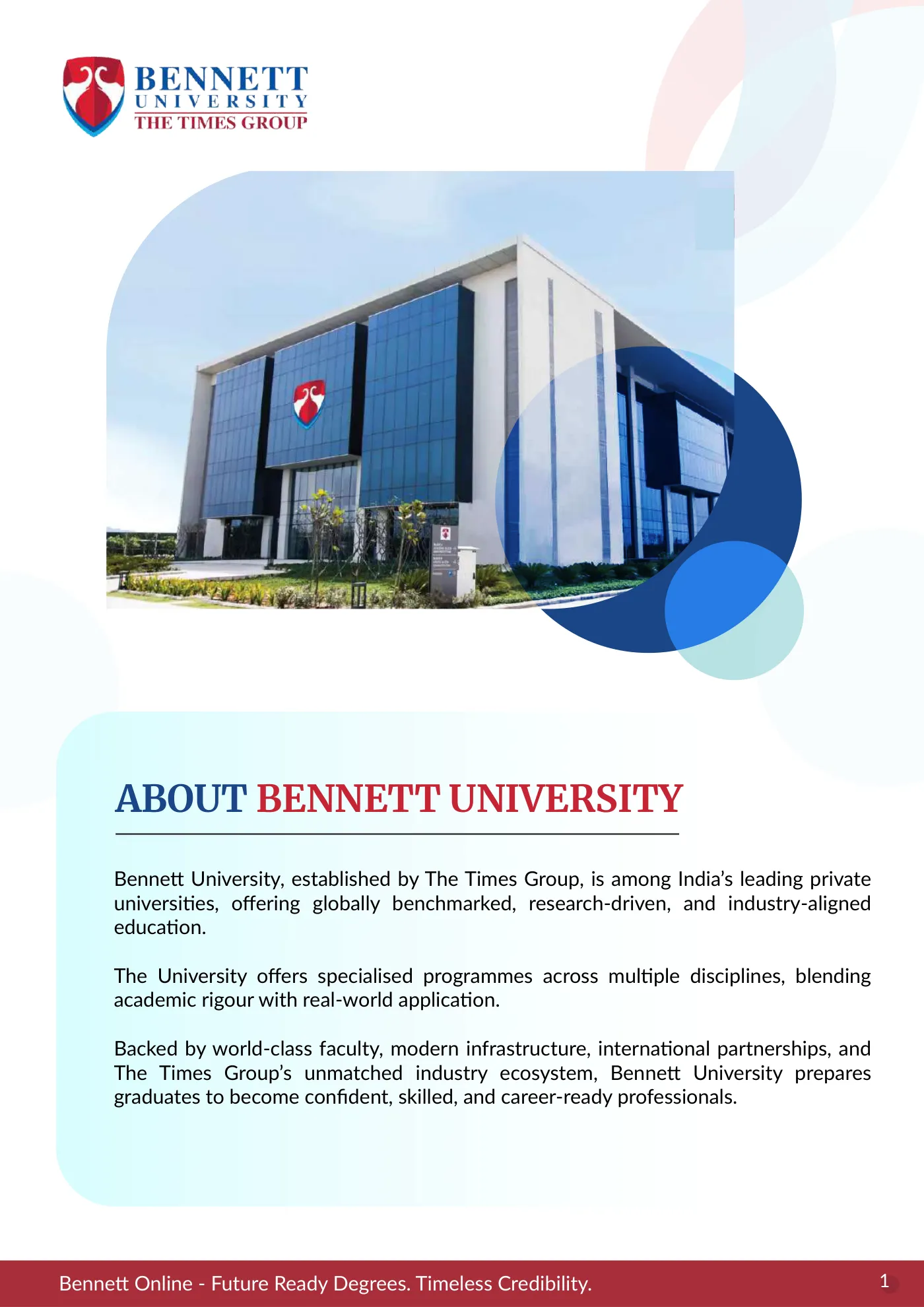 Bennett University — course brochure, page 2. Open the PDF for full-size reading.
